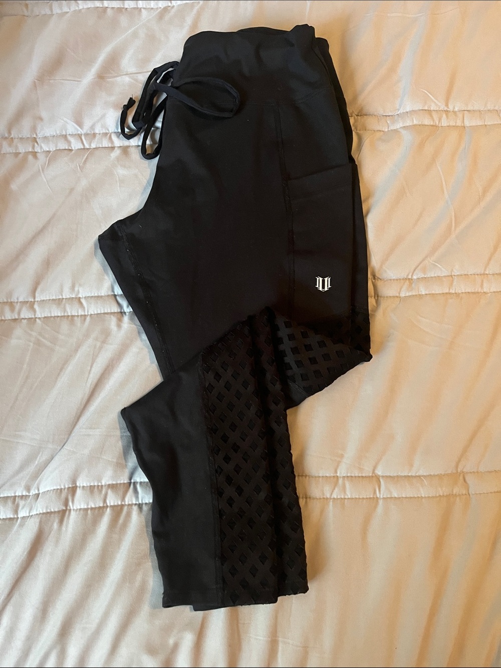 EleVen by Venus Williams Black Mesh Panel Track Joggers